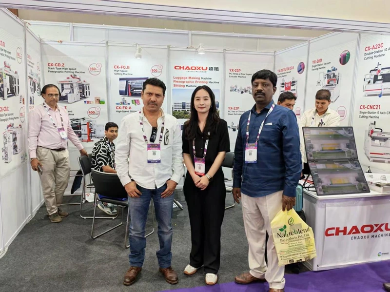 Chaoxu Machinery staff and local buyers at HIPLEX 2026 HITEX Exhibition Centre booth