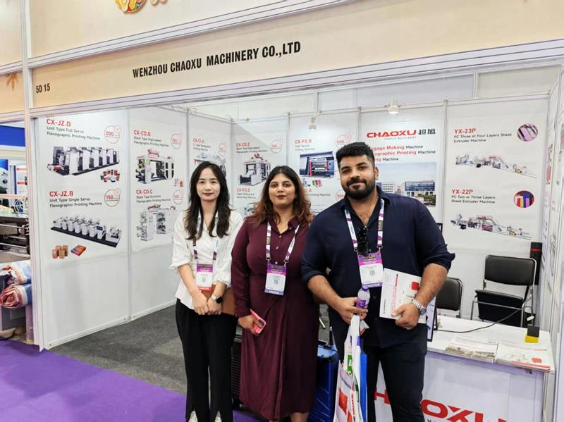 Chaoxu Machinery staff and local buyers at HIPLEX 2026 HITEX Exhibition Centre booth